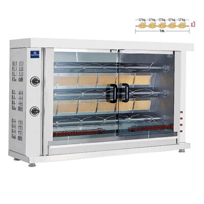 Kycklinggrill GAS med Belysning 1320x460x880 - 3 spett för 12-15 kycklingar